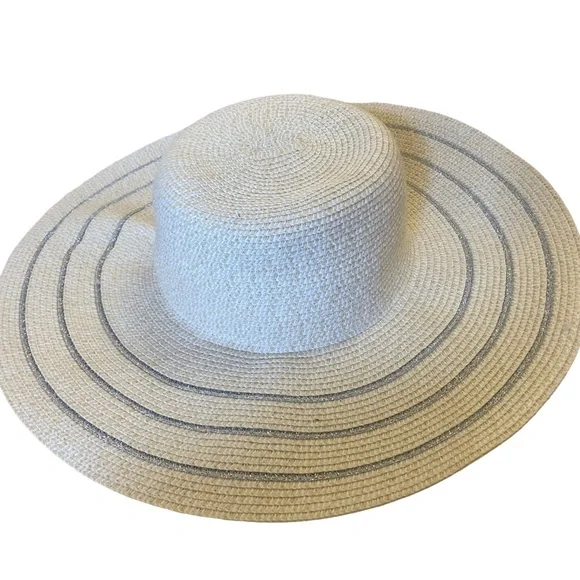 Cato Straw Hat with Silver Ribbon Rim - Picture 4 of 5